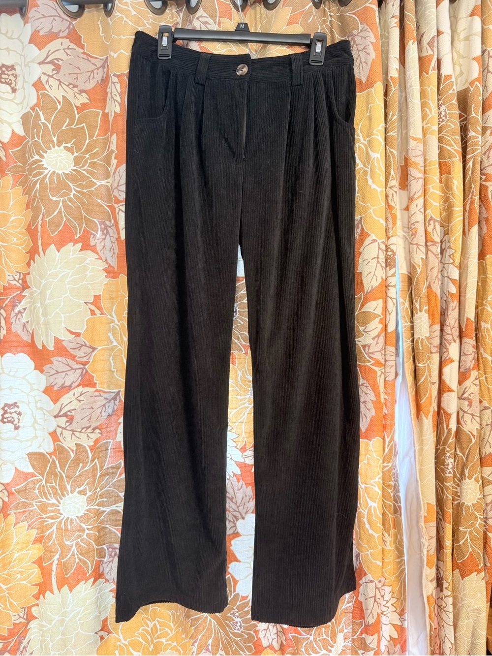 Halara Wide-Leg Corduroy Pants - Black